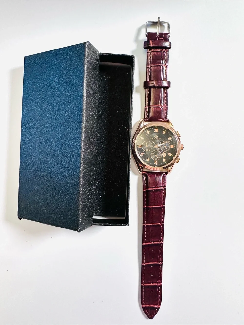 NEW/ FOURRON CHRONOGRAPH WATCH Men’s Watch/Leather Strap UNTESTED